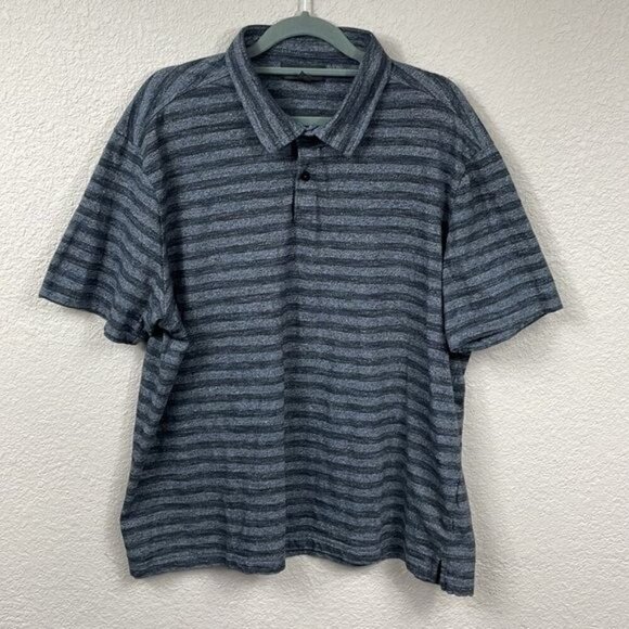 Nordstrom Mens Shop Gray Stripe Slub Polo Shirt Short Sleeve Sz XL - Picture 5 of 14